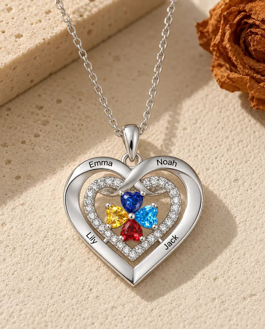 Collana Personalizzata con Pietre di Nascita - vista frontale in argento