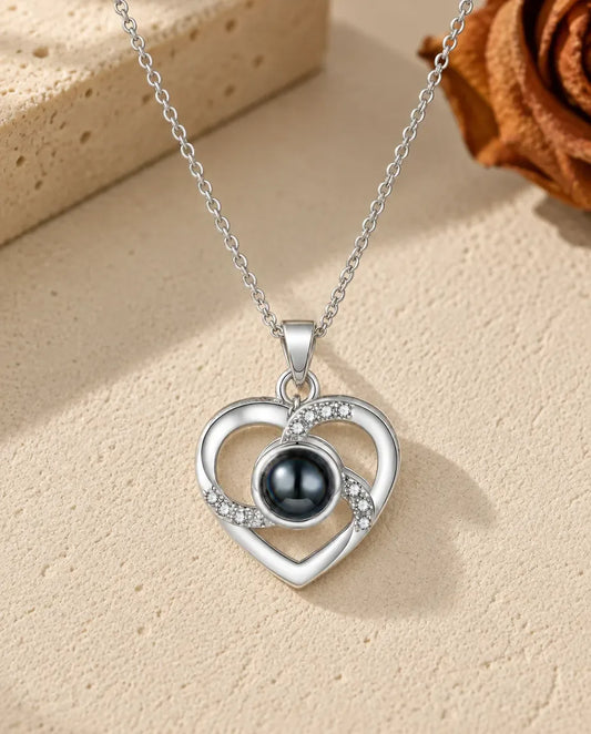 Collana Cuore con Foto Dentro - vista frontale in argento