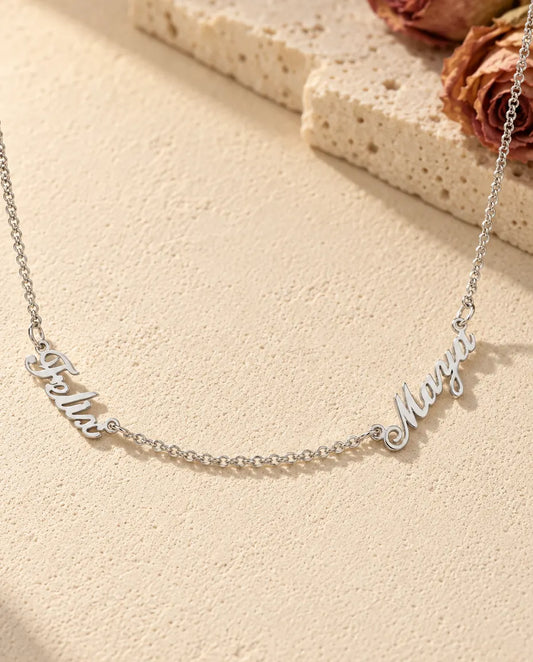 Collana con Due Nomi in Argento 925 - vista frontale in argento