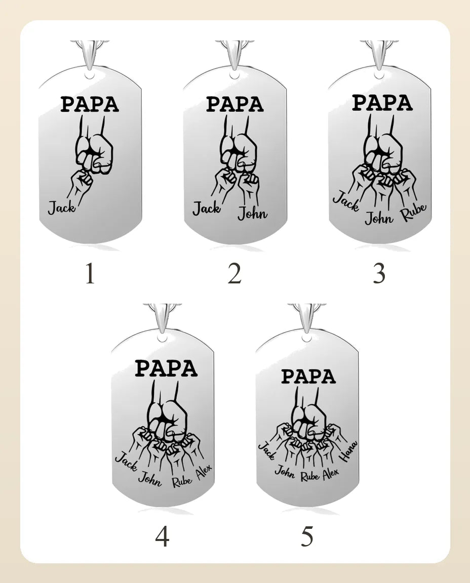 Retri della piastrina papà con 1, 2, 3, 4 e 5 nomi