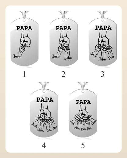 Retri della piastrina papà con 1, 2, 3, 4 e 5 nomi