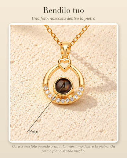 Guida alla personalizzazione: dove va la tua foto dentro la pietra della collana a goccia aperta