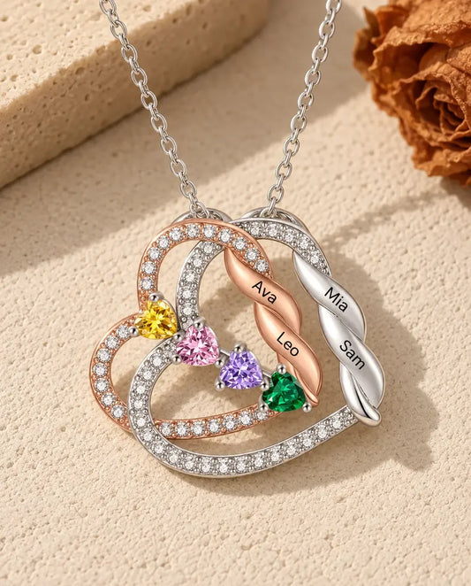 Collana Incisa Doppio Cuore in Rame - disteso in piano