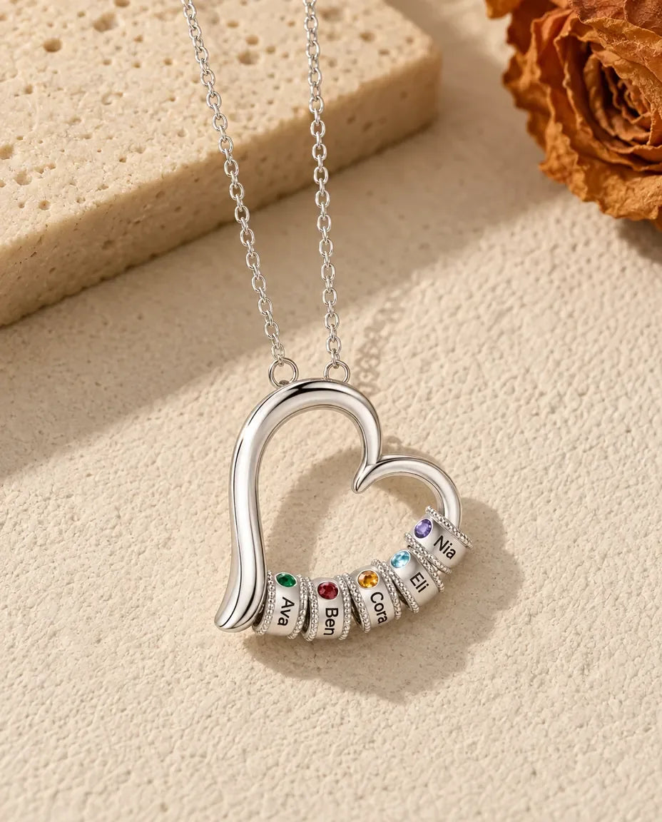 Collana Mamma Personalizzata - vista frontale, finitura color argento