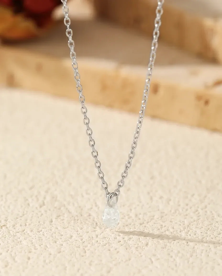 Collana Moissanite a Goccia – pera da 0,3 ct colore D VVS1 in argento 925, catena 40+5 cm