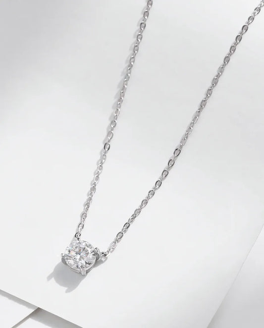 Collana Moissanite Solitario – ciondolo da 0,8 ct colore D in argento 925, catena forzatina regolabile