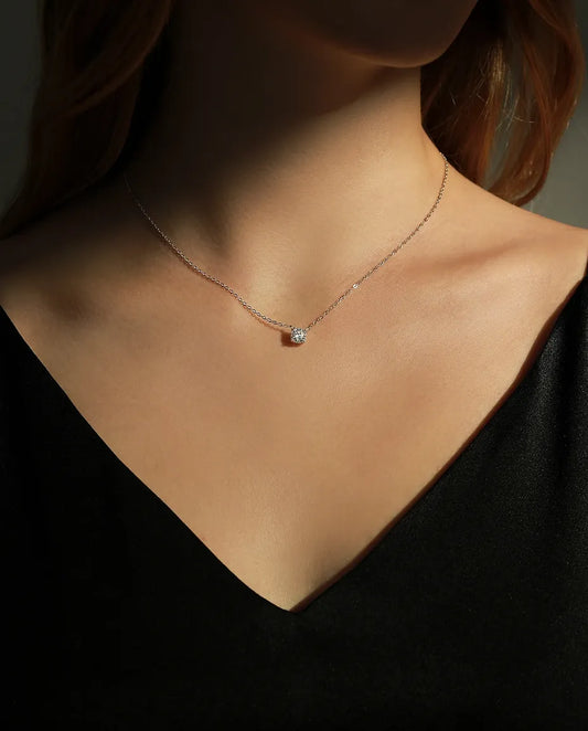 Collana Moissanite Solitario – ciondolo da 0,8 ct colore D in argento 925, catena forzatina regolabile