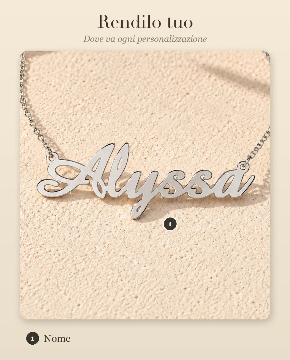Collana con Nome Personalizzato in Argento 925 - guida alla personalizzazione: dove va il nome