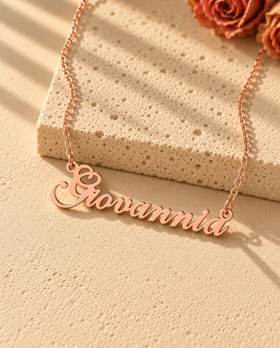 Collana con Nome Personalizzato in Argento 925 - finitura oro rosa