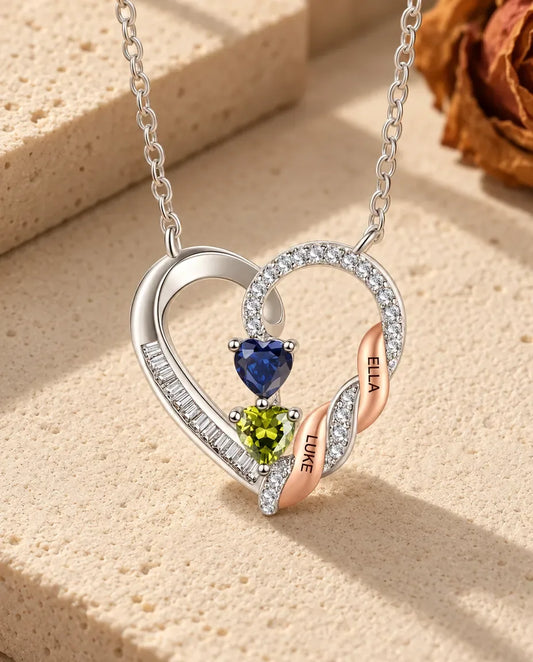 Collana Personalizzata Cuori Intrecciati - disteso in piano