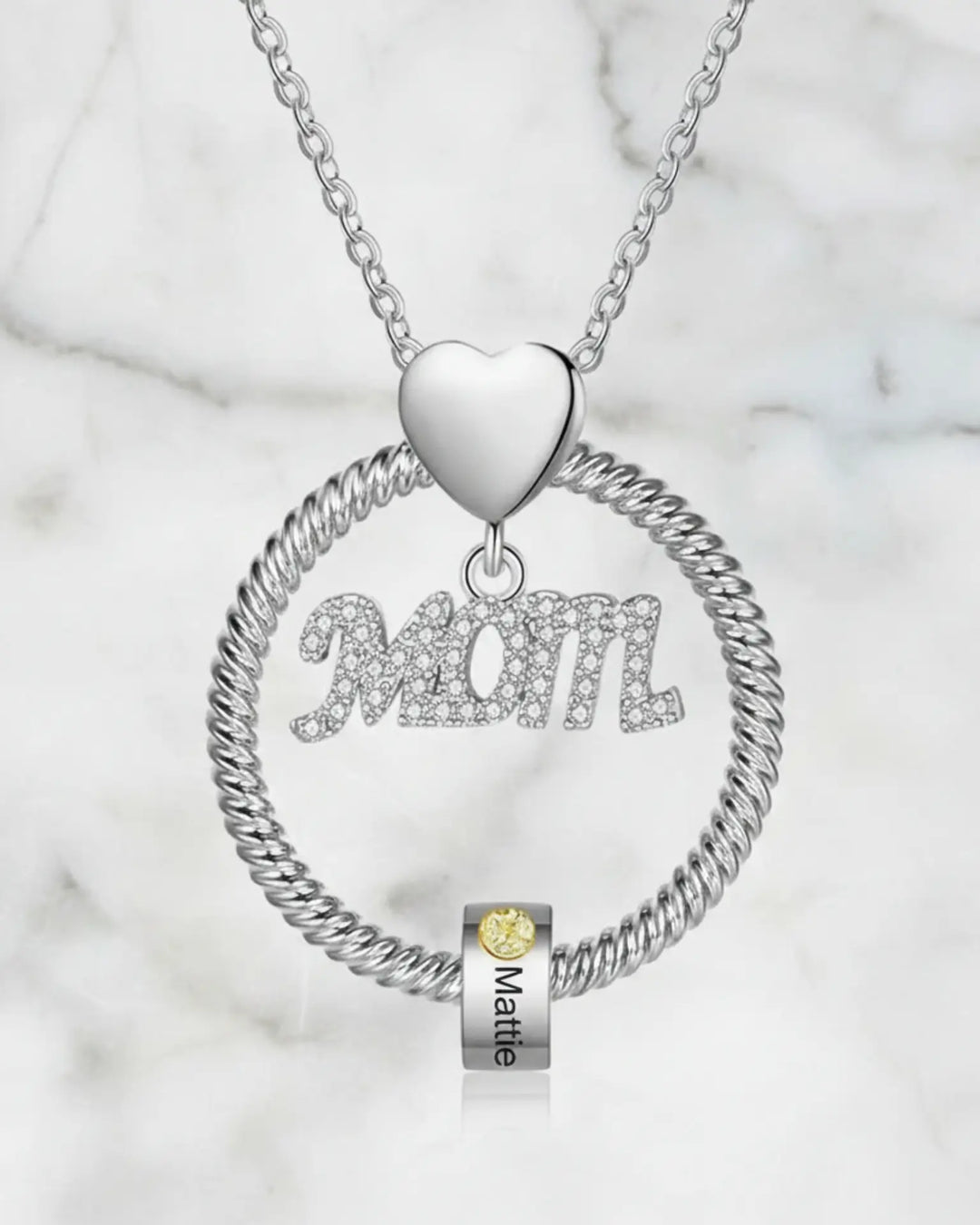 Collana Personalizzata per la Mamma – da 1 a 5 Nomi Incisi e Pietre di Nascita, Argento, Oro o Oro Rosa