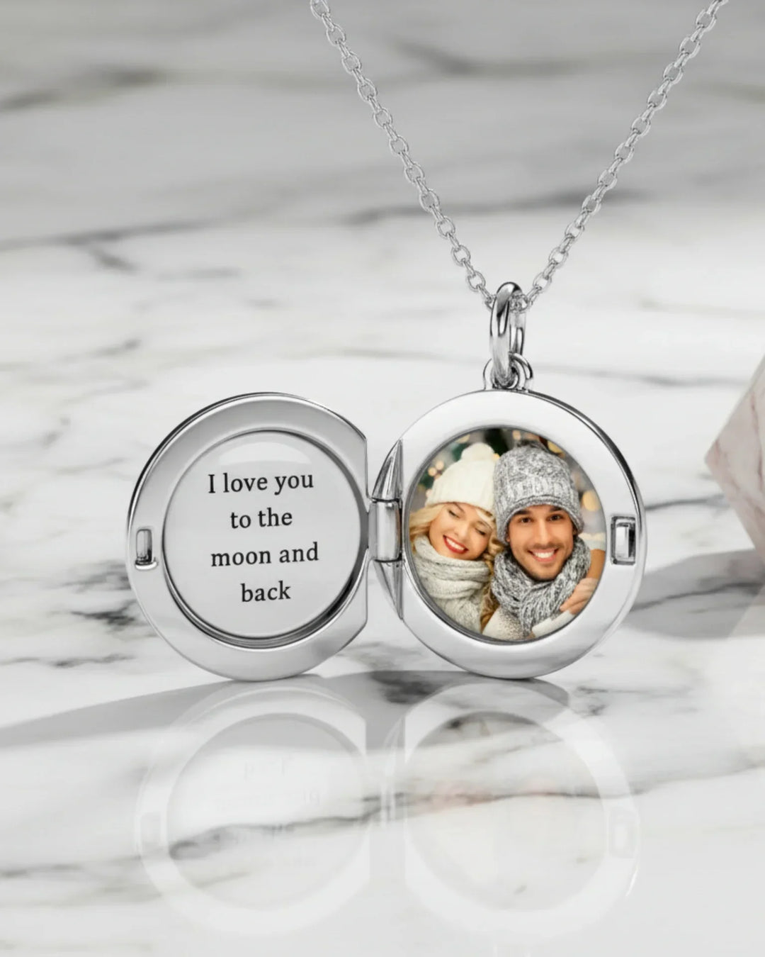 Collana Portafoto in Argento Sterling 925 con Incisione Personalizzata, Regalo per Lei