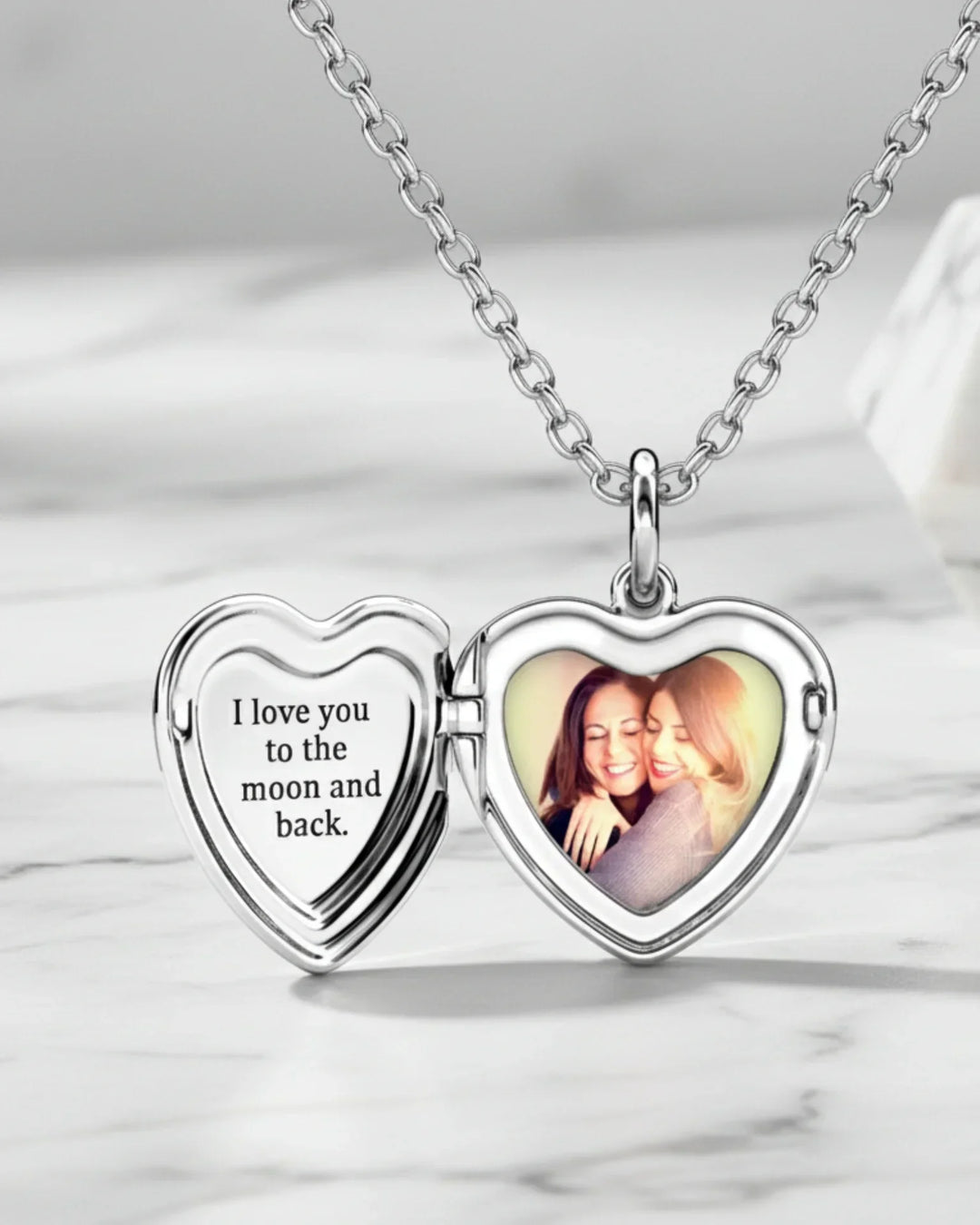 Collana Portafoto a Cuore in Argento Sterling 925, Incisione Personalizzata, Argento, Oro o Oro Rosa