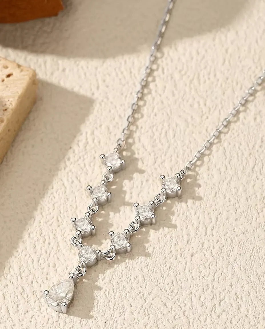 Collana a Y con goccia di moissanite – 1,2 ct colore D e purezza VVS1, argento 925, 40 + 5 cm