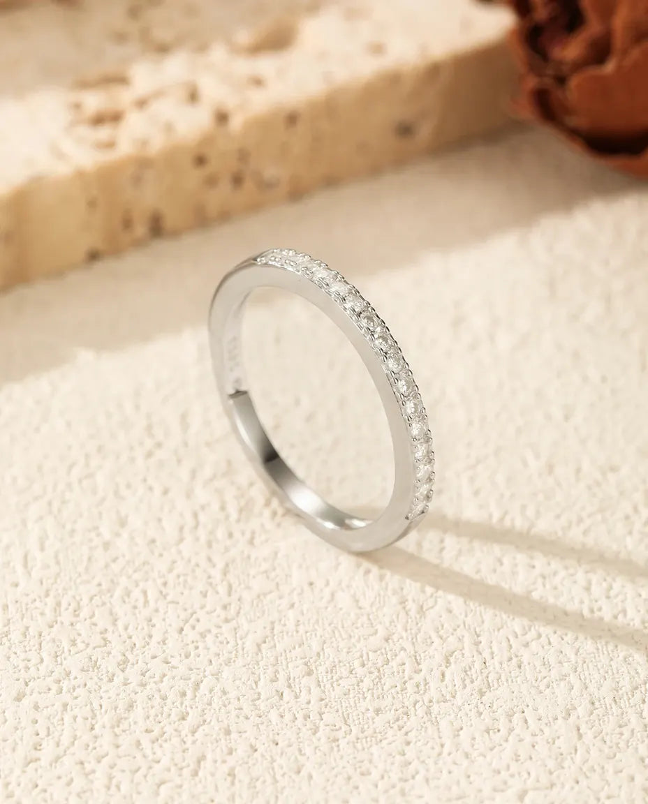 Fedina Moissanite Pavé 16 Pietre Colore D VVS1 in Argento 925 – Anello Impilabile Stile Eternity