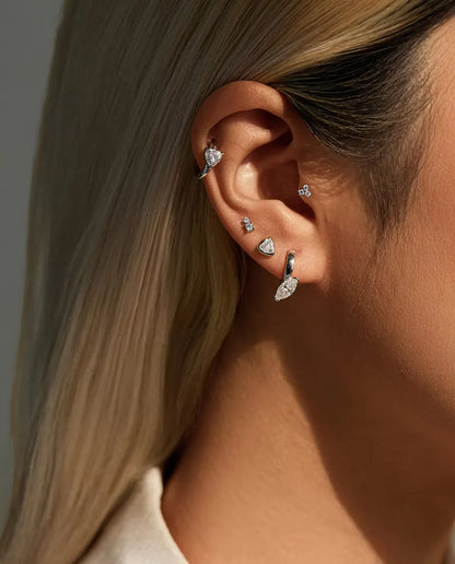Orecchini a Cerchio con Moissanite Cuore - 2 x 0,50 ct colore D, cerchio da 12 mm, argento 925, 2,30 g