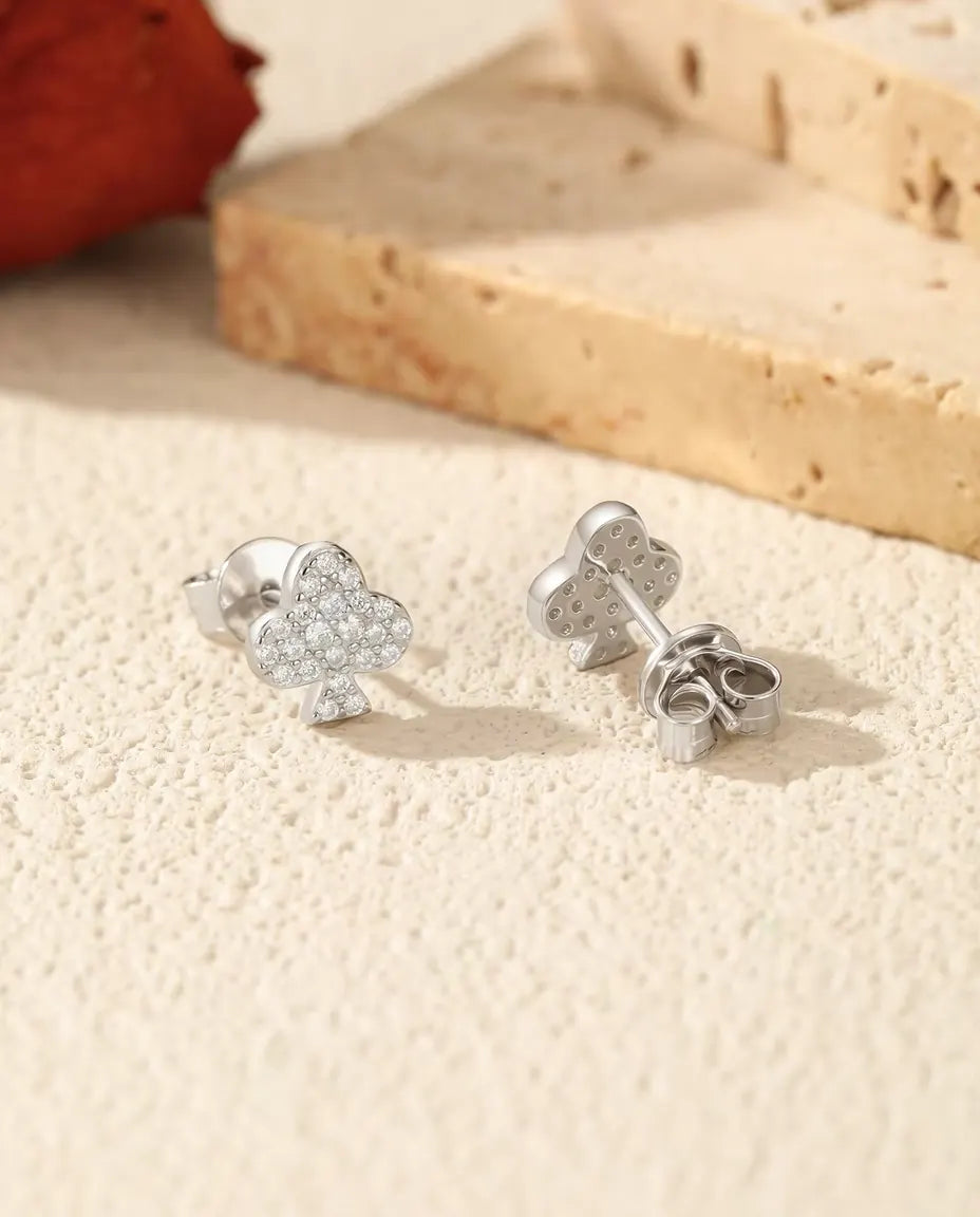 Orecchini a Lobo Moissanite in Argento 925 – Cuore, Fiori, Quadri o Stella a Scelta, Piccoli Orecchini Pavé Scintillanti, Regalo per Lei